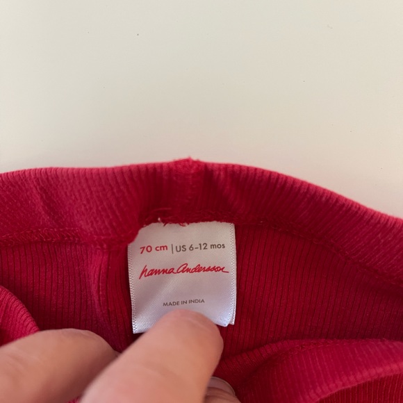 Hanna Anderson red ribbed leggings 6-12 months - Picture 2 of 2